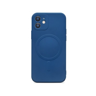 Husa Spate Magsafe Compatibila Cu iPhone 13, Protectie Camera, Microfibra La Interior, Albastru